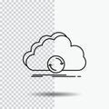 cloud, syncing, sync, data, synchronization Line Icon on Transparent Background. Black Icon Vector Illustration Royalty Free Stock Photo
