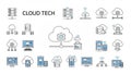 Cloud tech icons isolated on white background Royalty Free Stock Photo