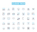 cloud tech linear icons set. Virtualization, Infrastructure, Computing, SaaS, PaaS, IaaS, Storage line vector and