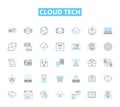 cloud tech linear icons set. Virtualization, Infrastructure, Computing, SaaS, PaaS, IaaS, Storage line vector and