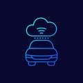 cloud technologies for transport, cars line icon Royalty Free Stock Photo