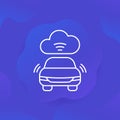 cloud technologies for transport line vector icon Royalty Free Stock Photo