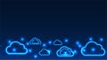 Cloud technology background featuring a cloud integrated with flowing data lines, representing cloud computing, data storage, Royalty Free Stock Photo