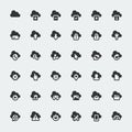 Cloud technology big icons set Royalty Free Stock Photo