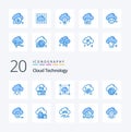 20 Cloud Technology Blue Color icon Pack like dollar cloud package network data Royalty Free Stock Photo