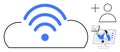 Cloud Technology Concept with wireless, User Connection, and Data Visualization Royalty Free Stock Photo