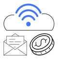 Cloud Technology with Communication, Finance, and Connectivity Elements Royalty Free Stock Photo