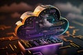 Cloud technology computing concept, big database, data center concept, modern cloud technologies, motion data transfer, digital Royalty Free Stock Photo