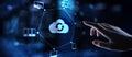 Cloud technology Computing and data storage. Internet and networking concept on virtual screen