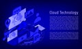 Cloud technology computing isometric with Hud futuristic element