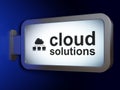 Cloud technology concept: Cloud Solutions and Cloud Network on billboard background Royalty Free Stock Photo