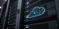 Cloud Technology Concept with Data Servers and Connection Network in Modern Server Room Royalty Free Stock Photo