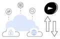 Cloud Technology Concept with Storage, Security, and Connectivity Icons in Minimalist Design Royalty Free Stock Photo