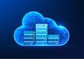 Cloud technology connected to servers shows the connection of storage space to servers, which can be accessed through the Internet