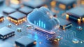 Cloud Technology, 3D illustration of cloud migration, file integration, and fast data transfer