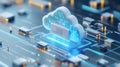 Cloud Technology, 3D illustration of cloud migration, file integration, and fast data transfer