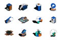 Cloud technology 3d isometric icons set. Pack elements Royalty Free Stock Photo
