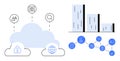 Cloud Technology and Data Flow with Industry and Connectivity Icons in Modern Digital Context Royalty Free Stock Photo
