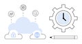 Cloud Computing Concept with Data Security, Connectivity, and Productivity Symbols Integrated into Modern Digital Royalty Free Stock Photo