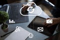 Cloud technology. Data storage. Networking and internet service concept. Royalty Free Stock Photo