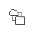 Cloud technology data transfer line icon
