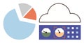 Cloud Technology and Data Visualization with Pie Chart and Dashboard Gauges Royalty Free Stock Photo