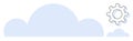 Cloud technology development concept with gear symbolizing system settings and process automation Royalty Free Stock Photo
