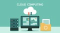 Cloud computing technology network with computer, Online devices upload, download information