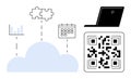 Cloud Technology and Digital Connectivity with QR Code and Data Elements Royalty Free Stock Photo