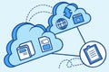 Cloud technology facilitates data synchronization, storage, and digital transactions across devices and platforms in modern Royalty Free Stock Photo
