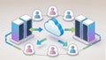 Cloud data exchange among connected users and servers Royalty Free Stock Photo