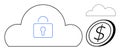 Cloud Security and Financial Protection Concept with Lock Icon and Dollar Symbol Royalty Free Stock Photo