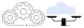 Cloud Technology with Gear Mechanism and Scales Balance and Equilibrium in Digital Innovation Royalty Free Stock Photo