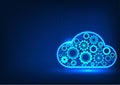 Cloud technology with gears Cogs inside the cloud drive data transmission and processing of data collection. through the internet Royalty Free Stock Photo