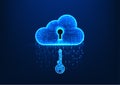 Cloud technology with key is about to be inserted, showing the security of data in the cloud and controlling the access of users Royalty Free Stock Photo