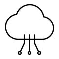 Cloud Technology Line Icon with Circuit Pattern. Vector Simple Minimal 96x96 Pictogram Royalty Free Stock Photo