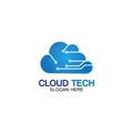 Cloud technology logo icon template.Cloud symbol with circuit pattern. IT and computers, internet and connectivity vector