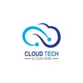 Cloud technology logo icon template.Cloud symbol with circuit pattern. IT and computers, internet and connectivity vector.