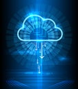 Cloud technology modern blue vector background. Clouds computing communication graphics concept Royalty Free Stock Photo