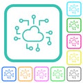 Cloud technology outline vivid colored flat icons Royalty Free Stock Photo