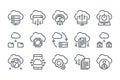 Cloud technology and service line icons.