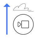 Cloud Technology and Video Streaming Concept with Arrow Indicating Upload Process Royalty Free Stock Photo