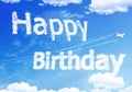Cloud text : HAPPY Birthday on the sky. Royalty Free Stock Photo