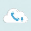 The cloud, there is a blue telephone handset icon and a blue microphone Royalty Free Stock Photo