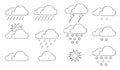 Cloud thin icon Set of weather hand drawn vector line art illu