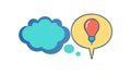 Cloud Thought Bubble with Lightbulb, Idea Generation Concept, vector design Generative AI Royalty Free Stock Photo