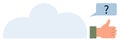 Cloud Thought Bubble with Question Mark and Thumbs-Up Hand Gesture Royalty Free Stock Photo