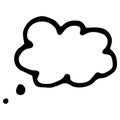 cloud of thoughts icon. hand-drawn speech bubble in the shape of a small cloud,empty for your text, isolated black Royalty Free Stock Photo