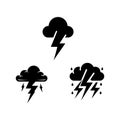 cloud thunder icon set Royalty Free Stock Photo