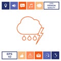 Cloud thunderstorm lightning rain line icon